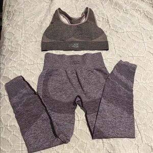 VS Pink Sports Bra and Purple Leggings Set